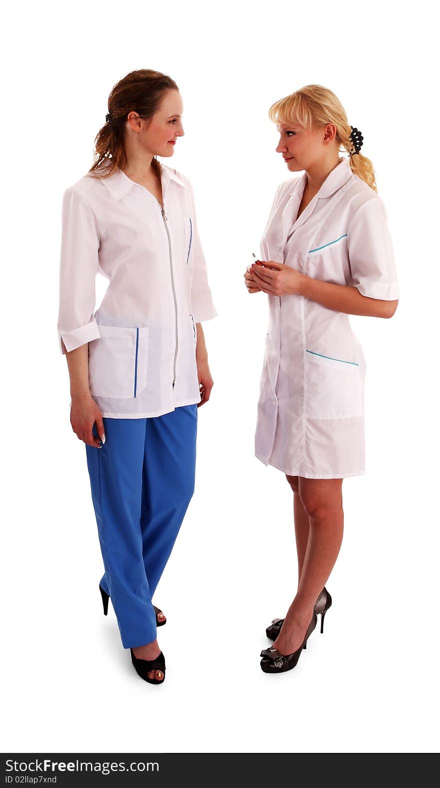 Successful doctor and nurse on a white background