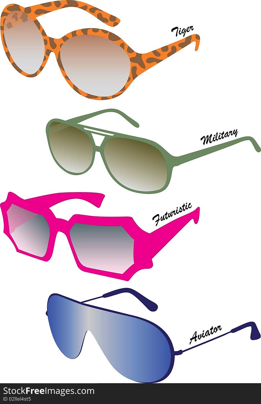 Color sunglasses of different style