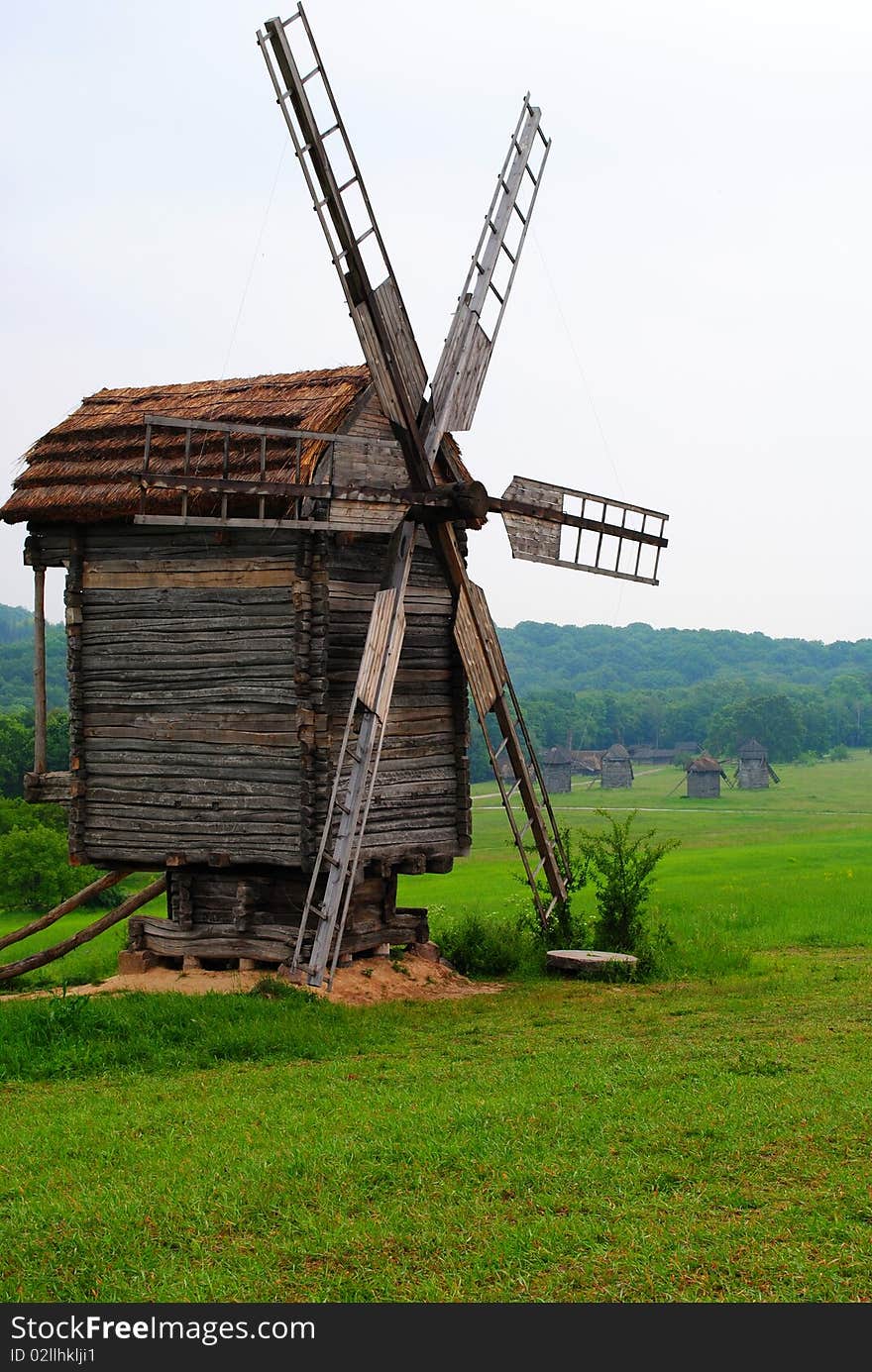 Old wind mill in the field