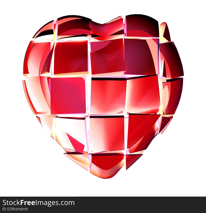 Broken red heart, isolated on white. Broken red heart, isolated on white