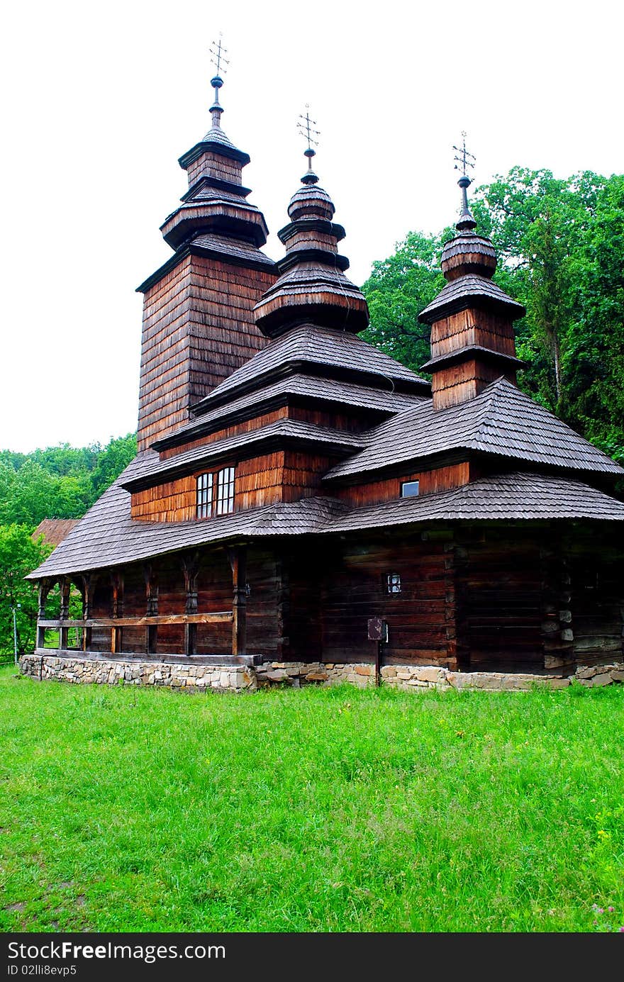 Old wooden church in the forest. Old wooden church in the forest