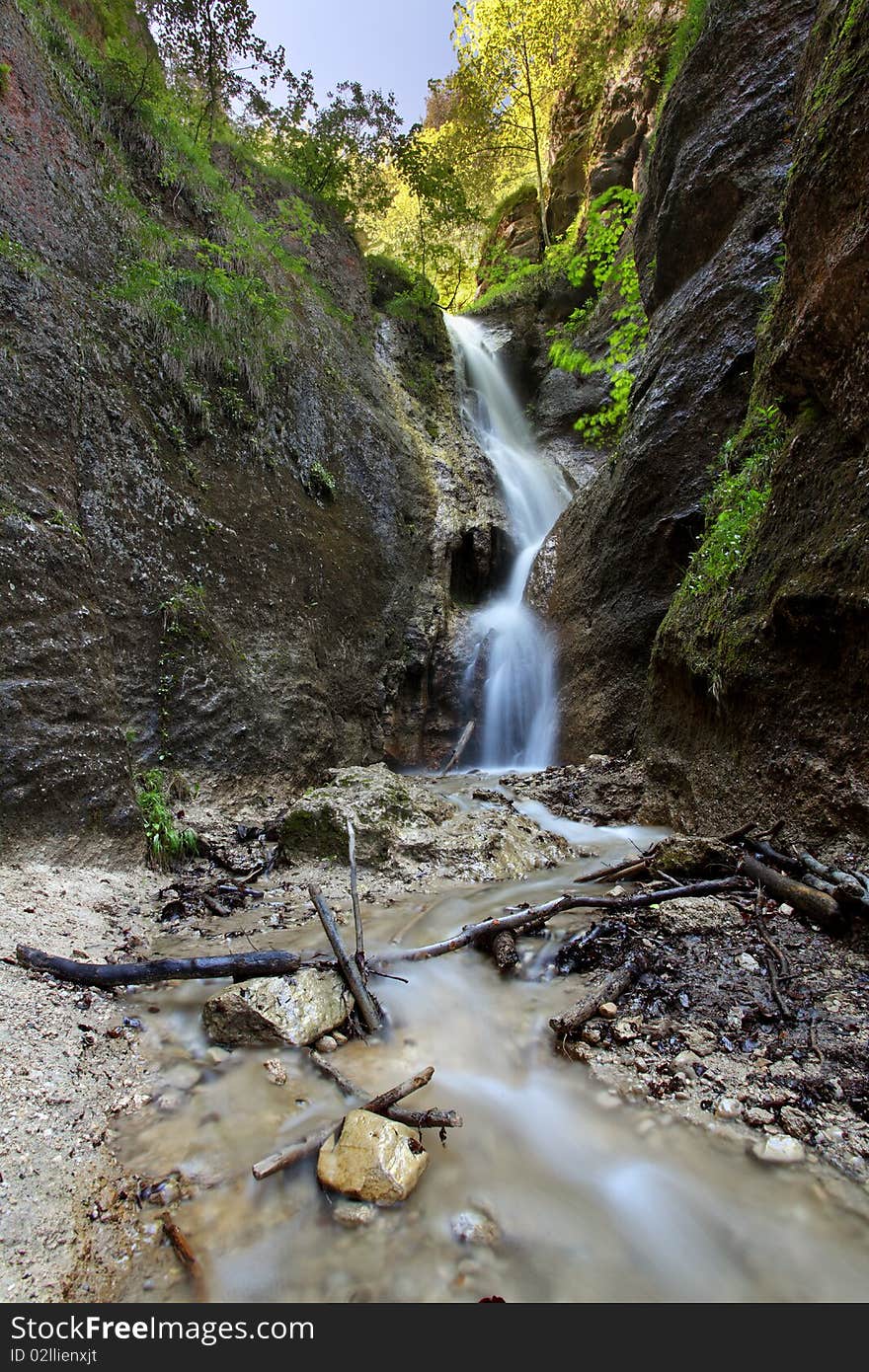 Waterfall in Sulovske mountain, Slovakia