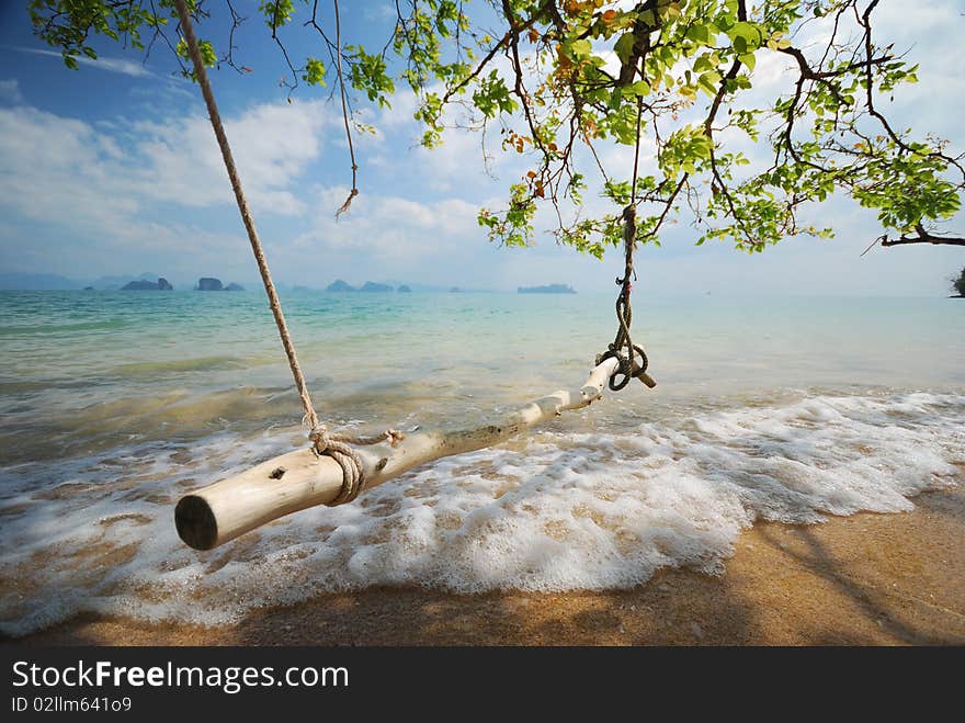 On the beach have wave at thailand