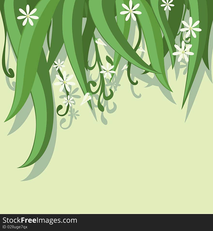 Decorative green floral frame background. Decorative green floral frame background