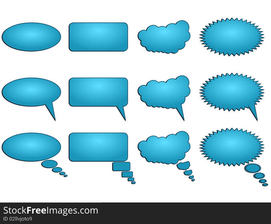 Collection of word bubbles, dialogue balloons. Collection of word bubbles, dialogue balloons