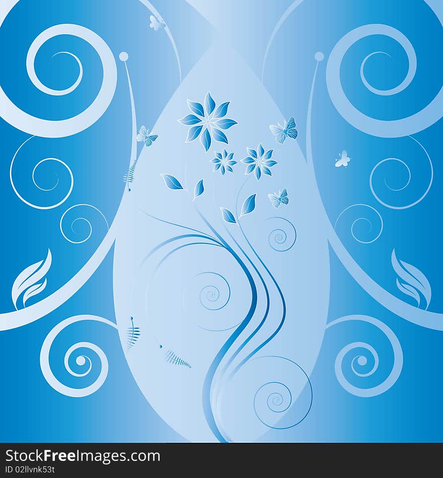 Floral abstract background in blue tones. Floral abstract background in blue tones.