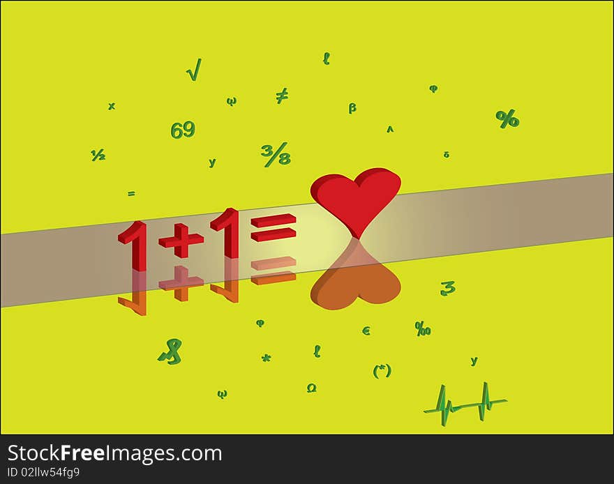 Love and math on a yellow background. Love and math on a yellow background