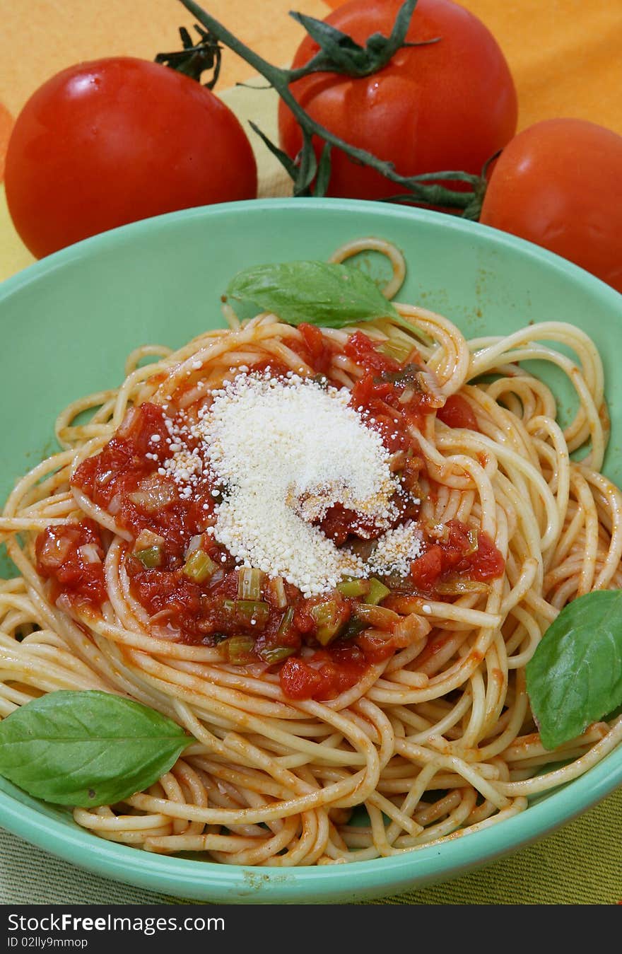 Delicious pasta with fresh tomato sauce. Delicious pasta with fresh tomato sauce