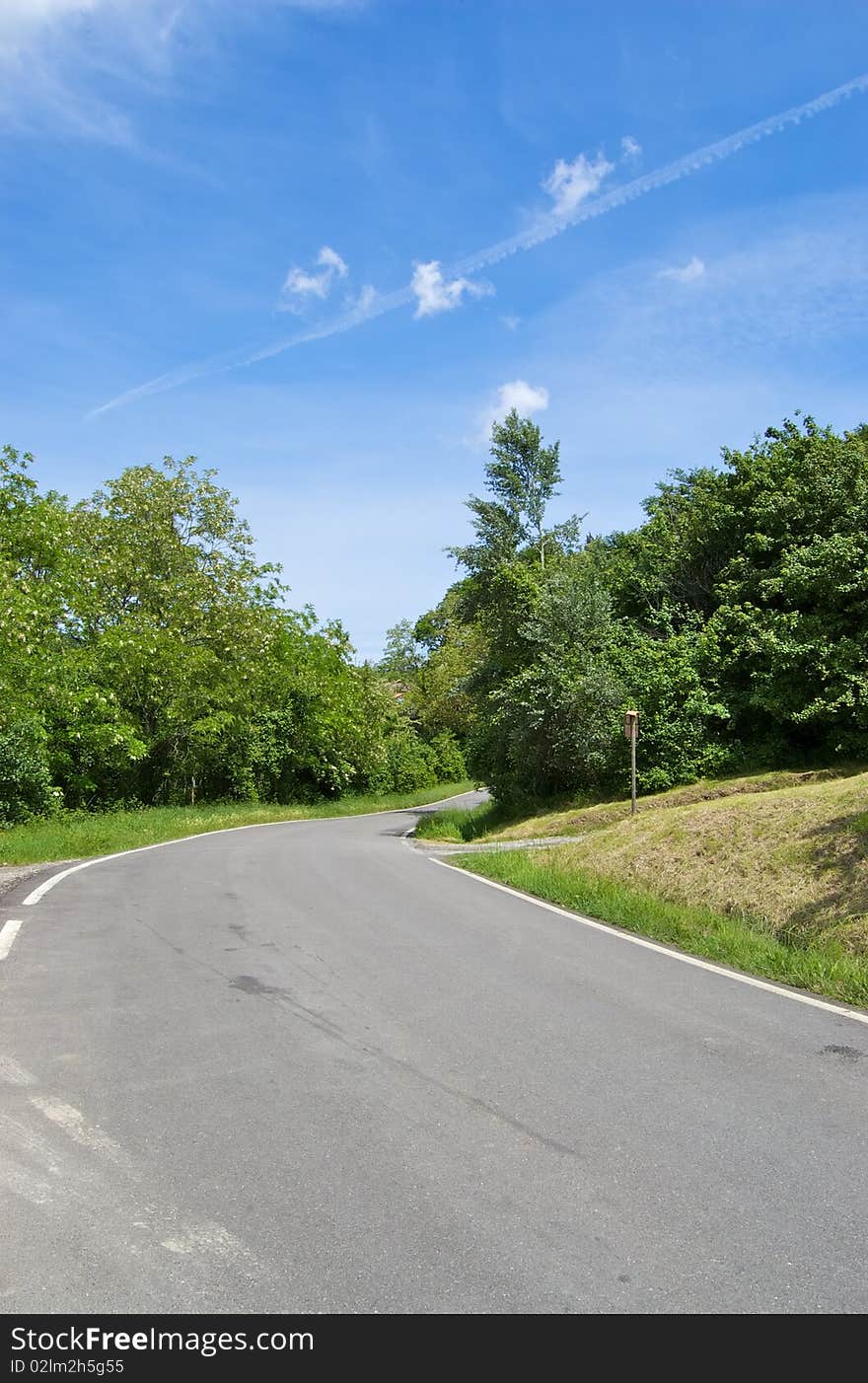 Rural Road On Bright Sunny Day