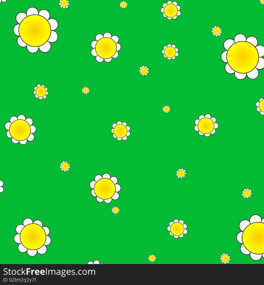 Vector flowers isolated on green meadow