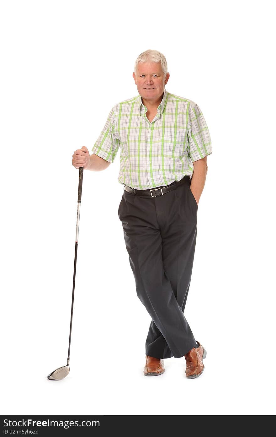 Happy casual mature golfer