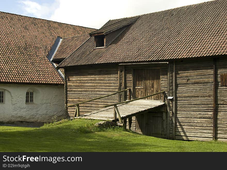 Old farmer's wooden house museum Gamle Hvam. Norway.