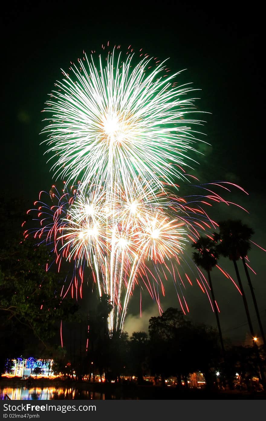 Firework of the Thai father's day,Nakhonrajsima Thailand