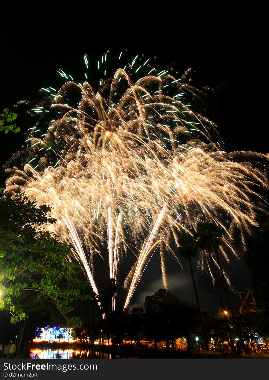 Firework of the Thai father's day,Nakhonrajsima Thailand