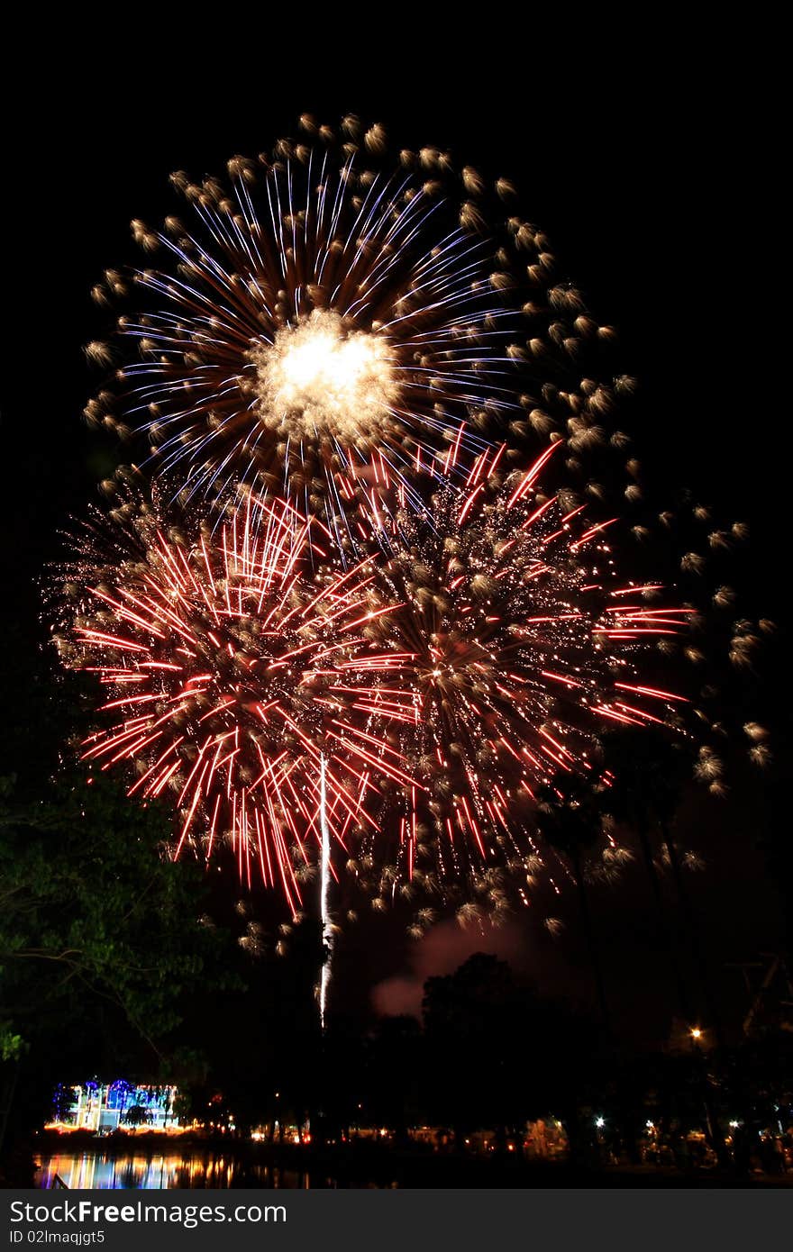 Firework of the Thai father's day,Nakhonrajsima Thailand