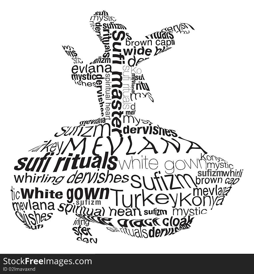 Whirling dervish was created with typographic design. Whirling dervish was created with typographic design