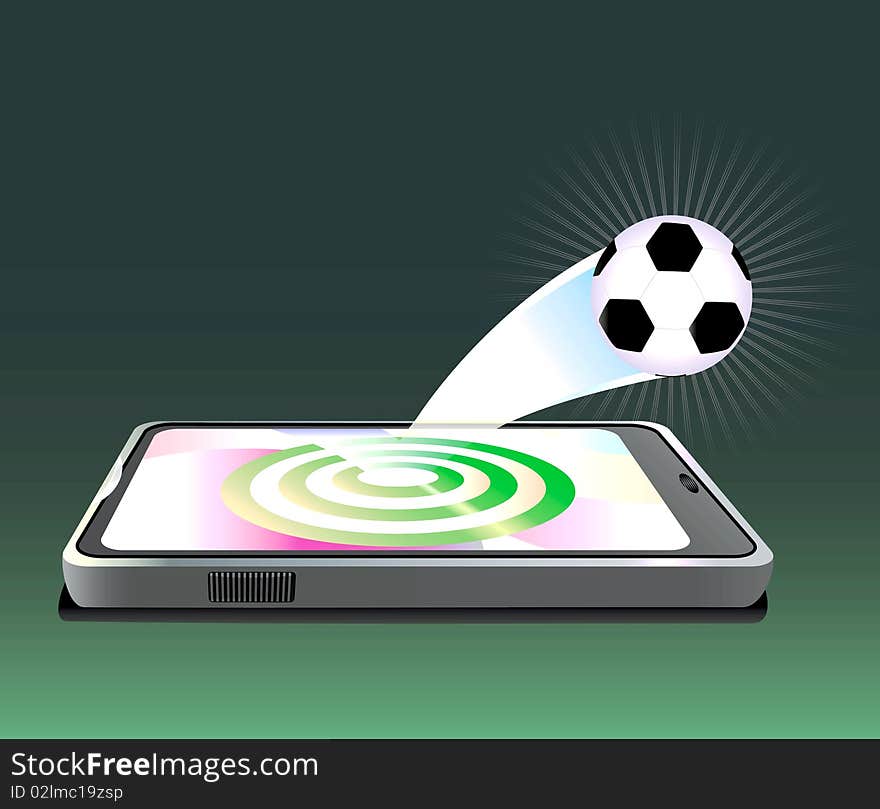 Mobile phone with ball target on the screen. Mobile phone with ball target on the screen.
