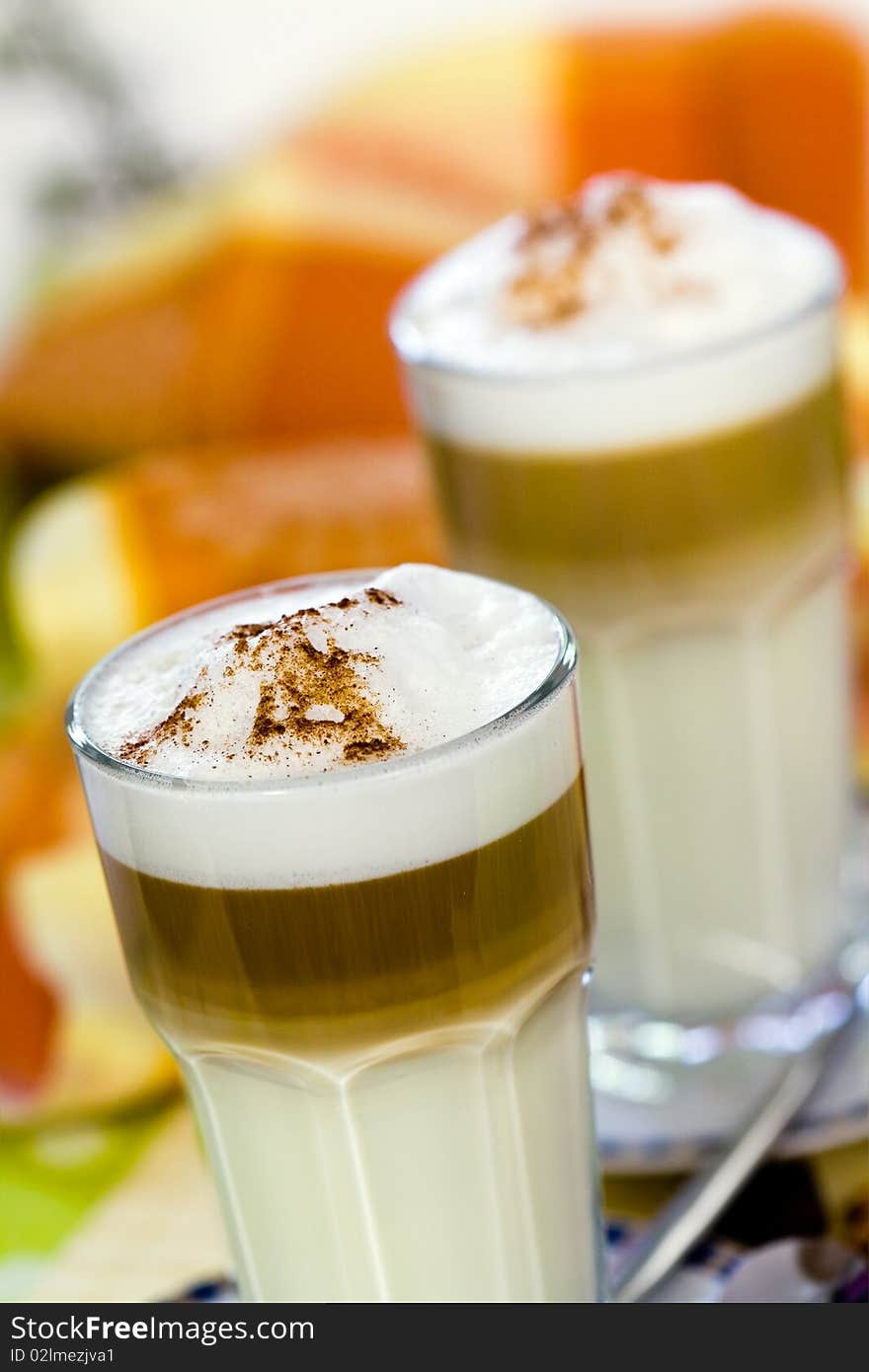 Coffee Latte Macchiato In A Glass