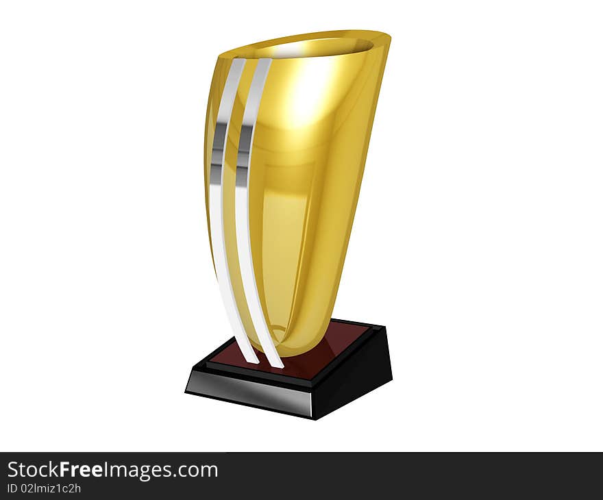 Golden trophy in a isolated background with silver details. Golden trophy in a isolated background with silver details