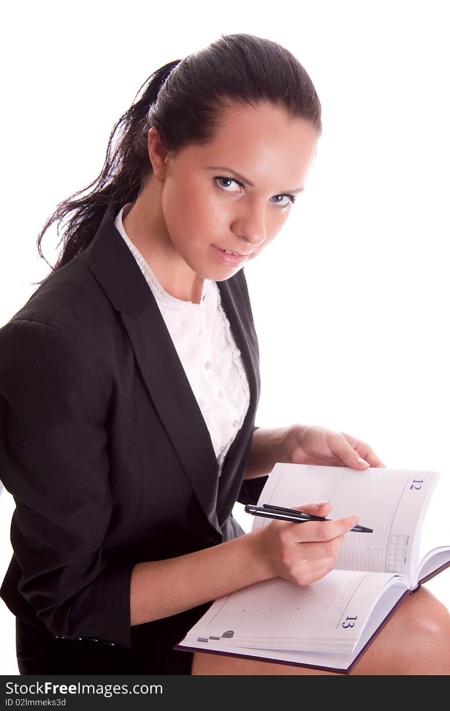 Woman with pen and datebook