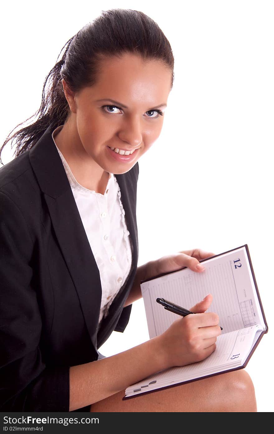 Woman with pen and datebook