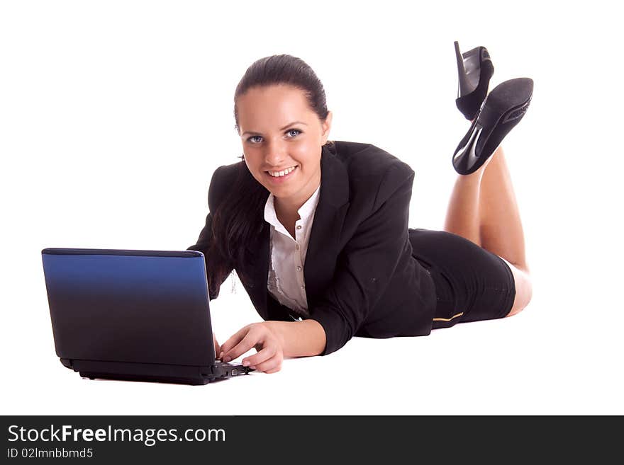 Happy woman with computer