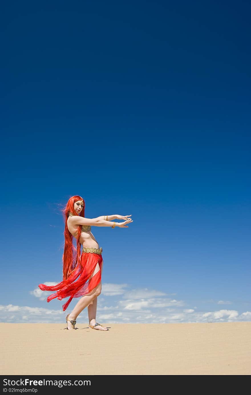 Harem Girl Dansing at a desert