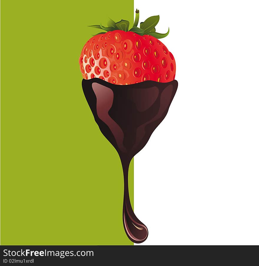 Strawberry In Chocolate Illustration