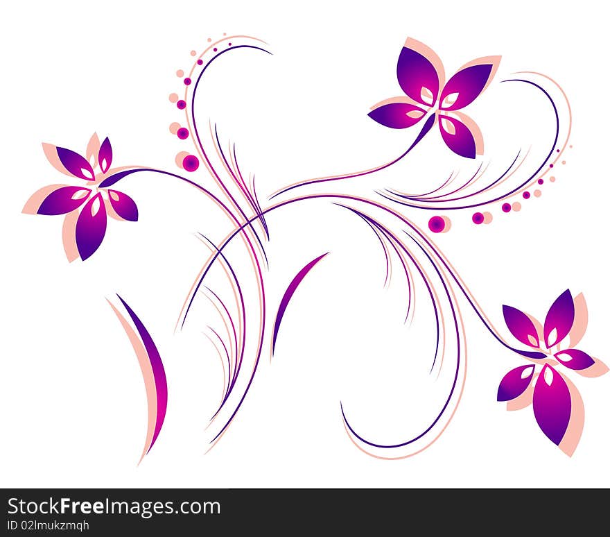 Decorative, bright pattern with the image of flowers, leaves and curls. Decorative, bright pattern with the image of flowers, leaves and curls