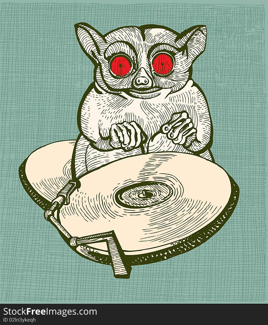 Dj tarsier with red eyes