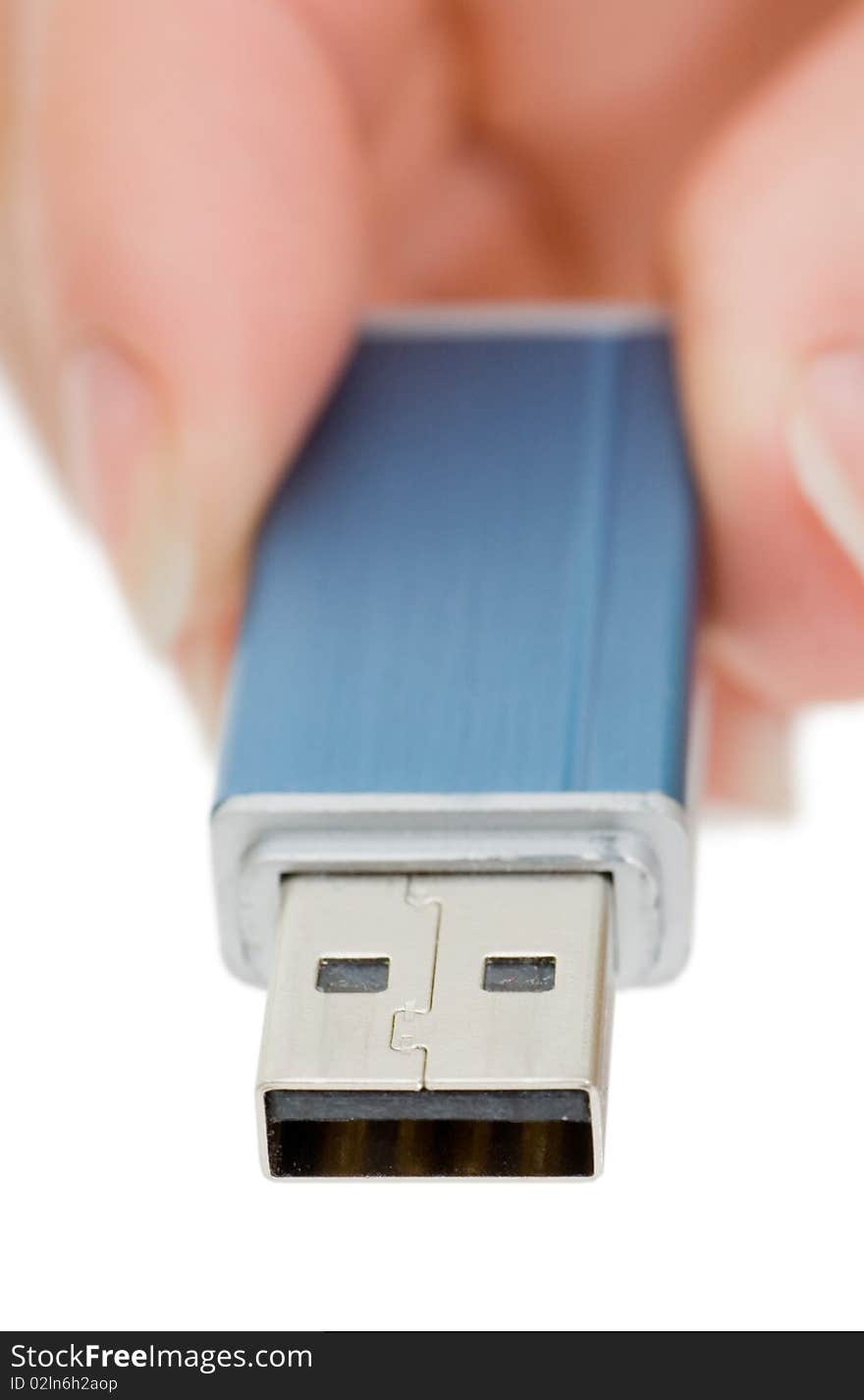 Flash drive in hand isolated