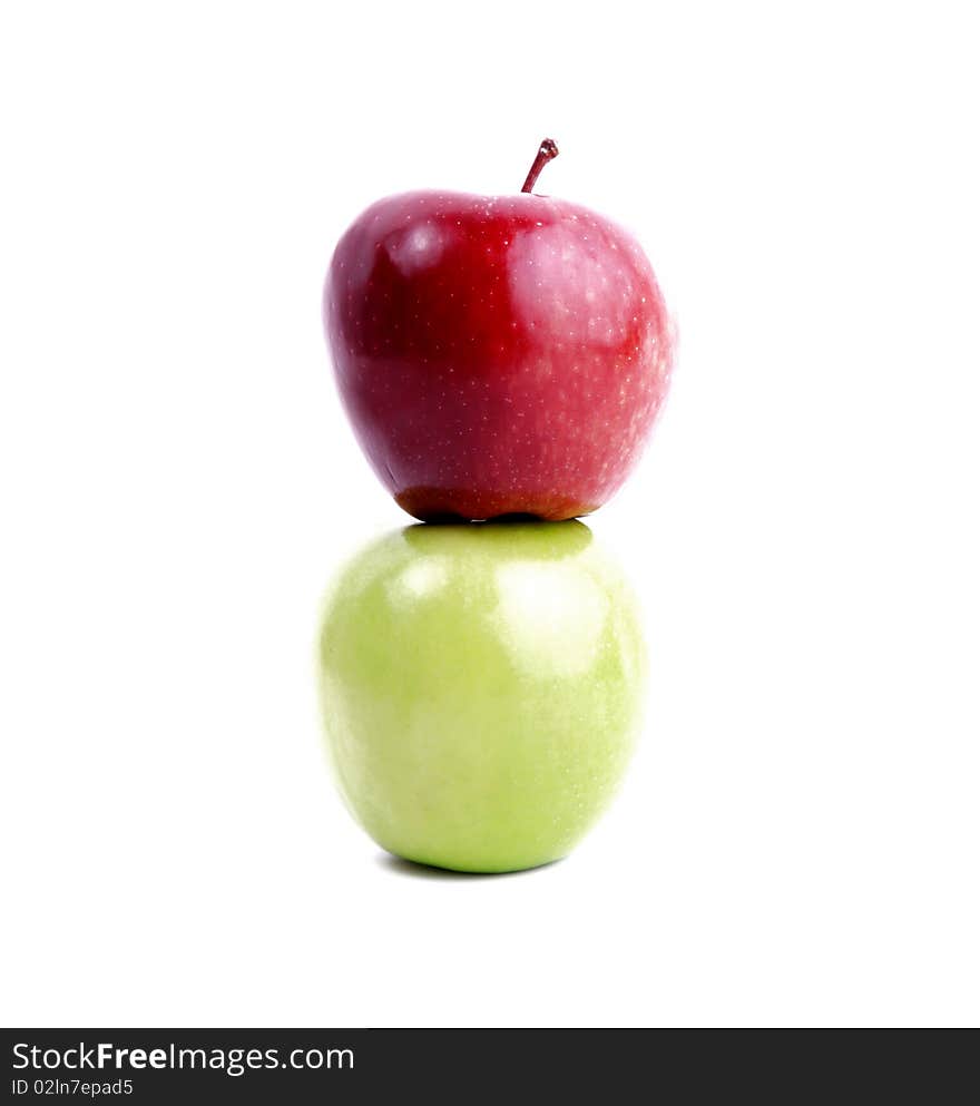 Green and red apple over white background. Fruit image. Green and red apple over white background. Fruit image