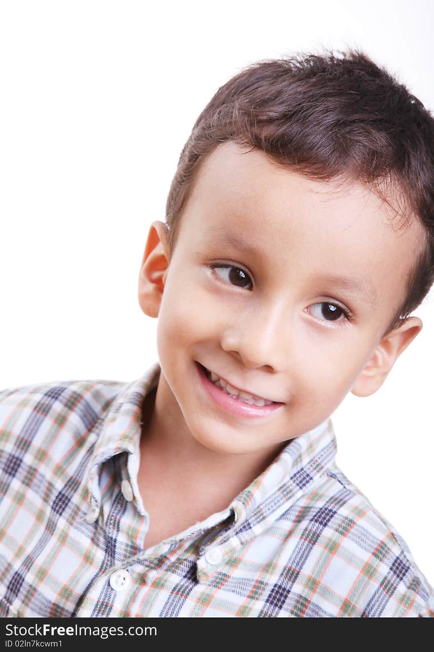 Smiling little boy on a white background. Smiling little boy on a white background