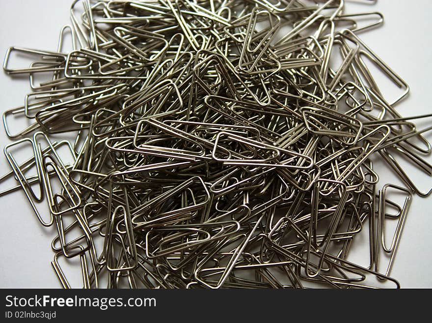 A Lot Of Metallic Paperclips