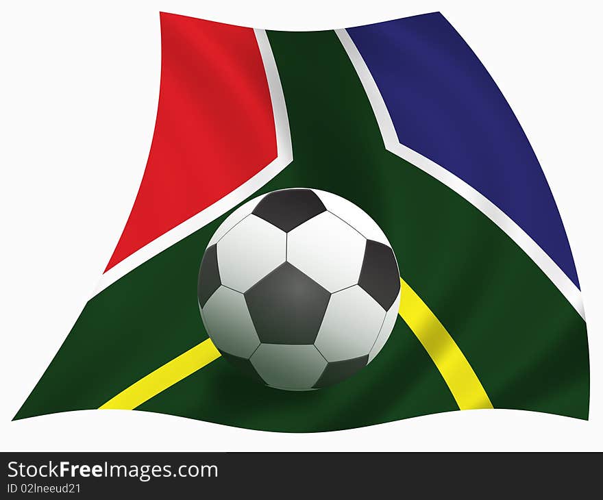 Illustration of a South African national flag with a soccer ball, symbolizing the 2010 World Cup. Illustration of a South African national flag with a soccer ball, symbolizing the 2010 World Cup