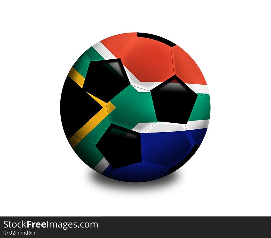 Football with south african flag on it