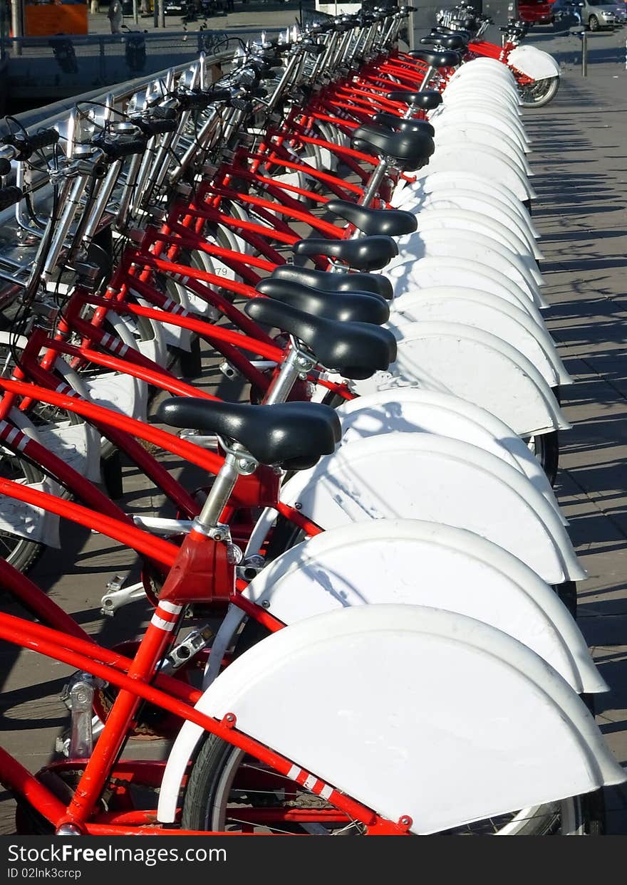 Bicycles in a row