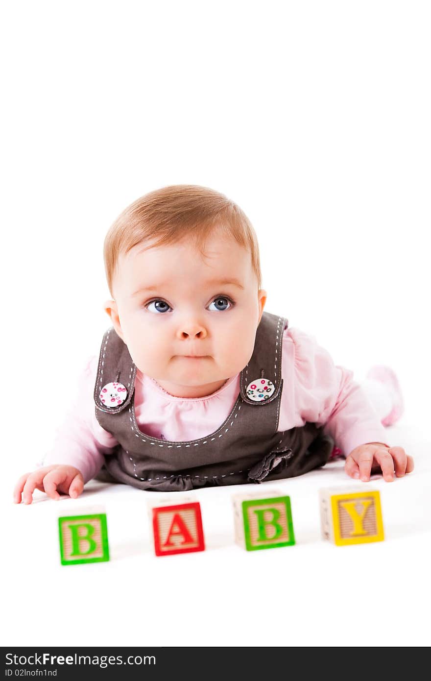 Baby Girl Posing with Blocks