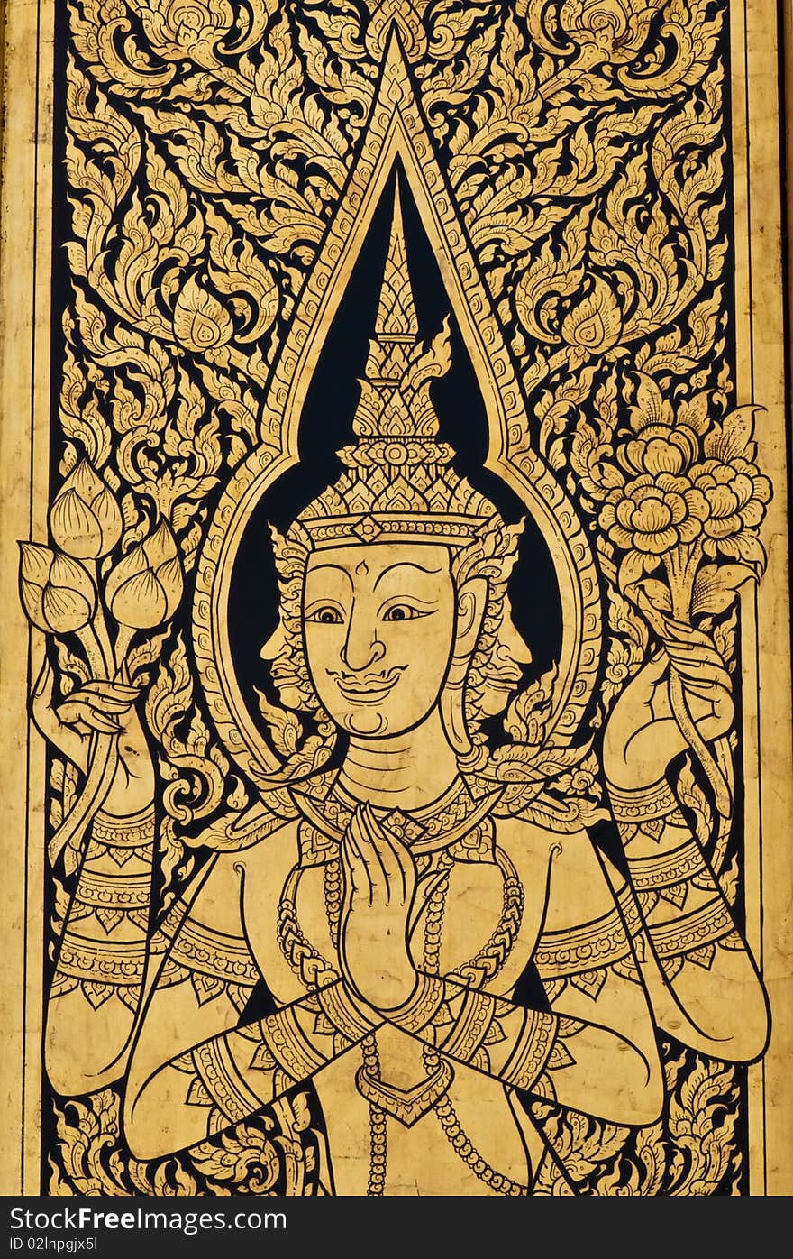 Thai art on wall at temple