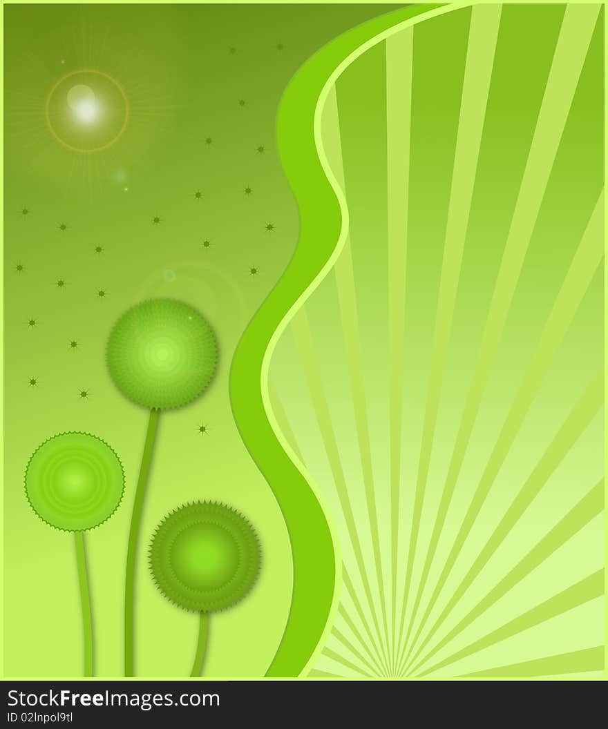 Green background with fluffy spheres