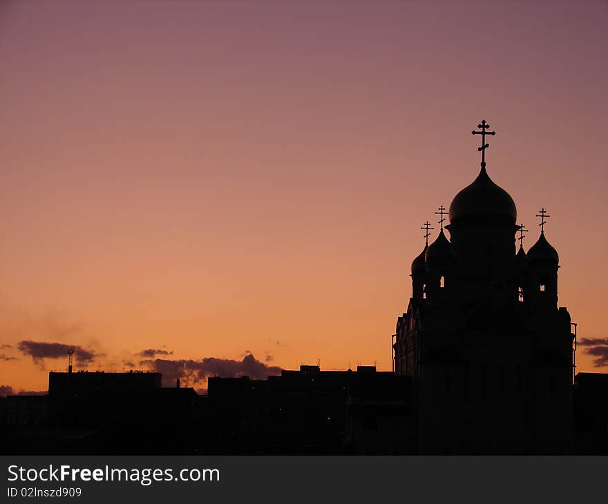 Silhouette of Church at sunset