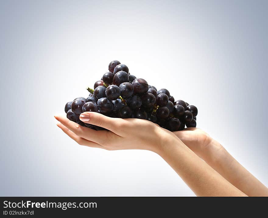 Image Of Tasty Grapes In Human Hands