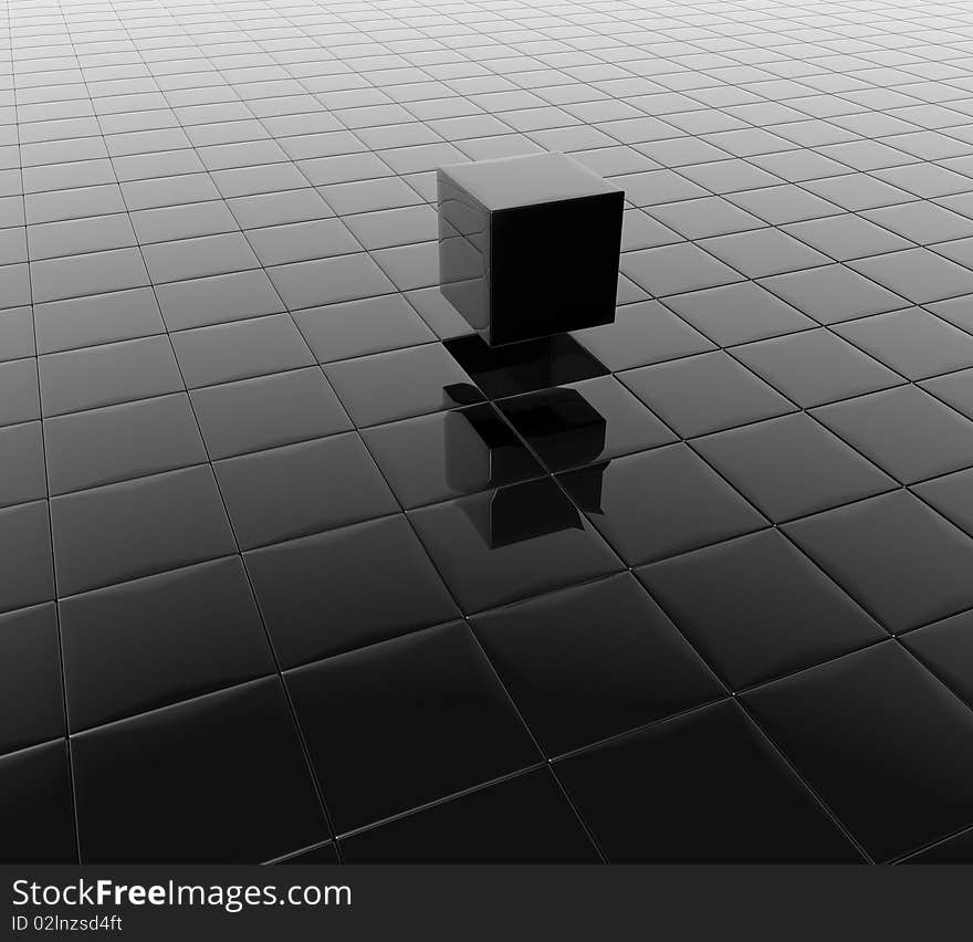 Cube back ground in black. Cube back ground in black