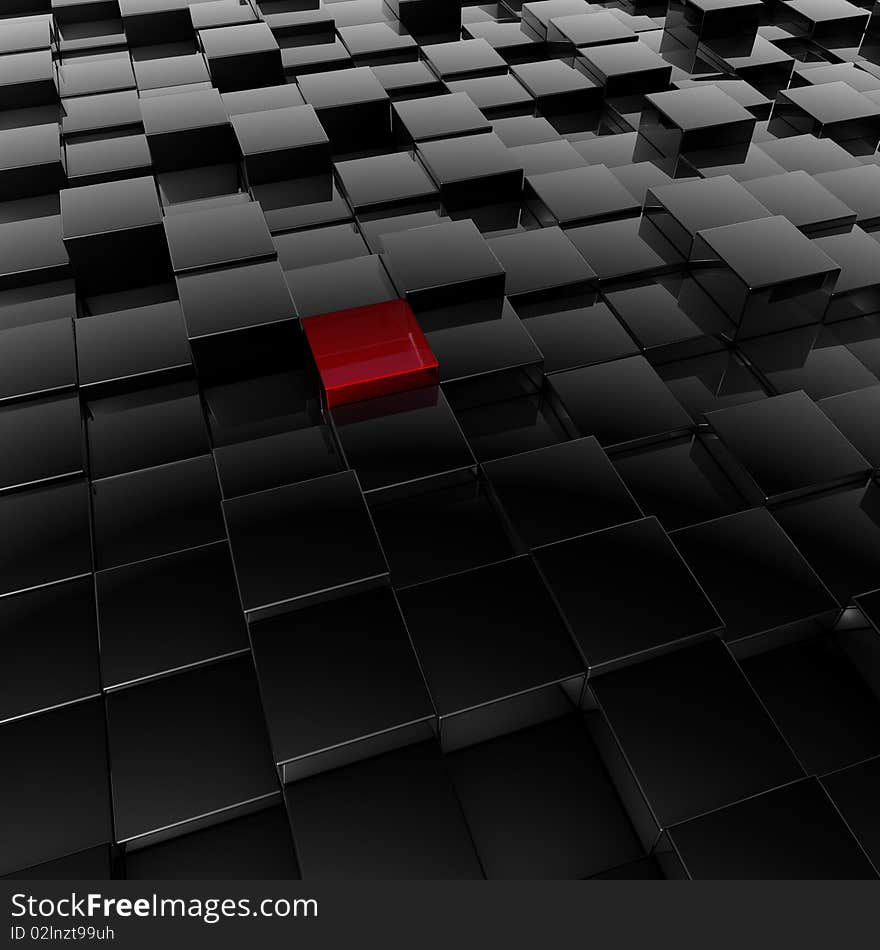 Cube back ground in black. Cube back ground in black