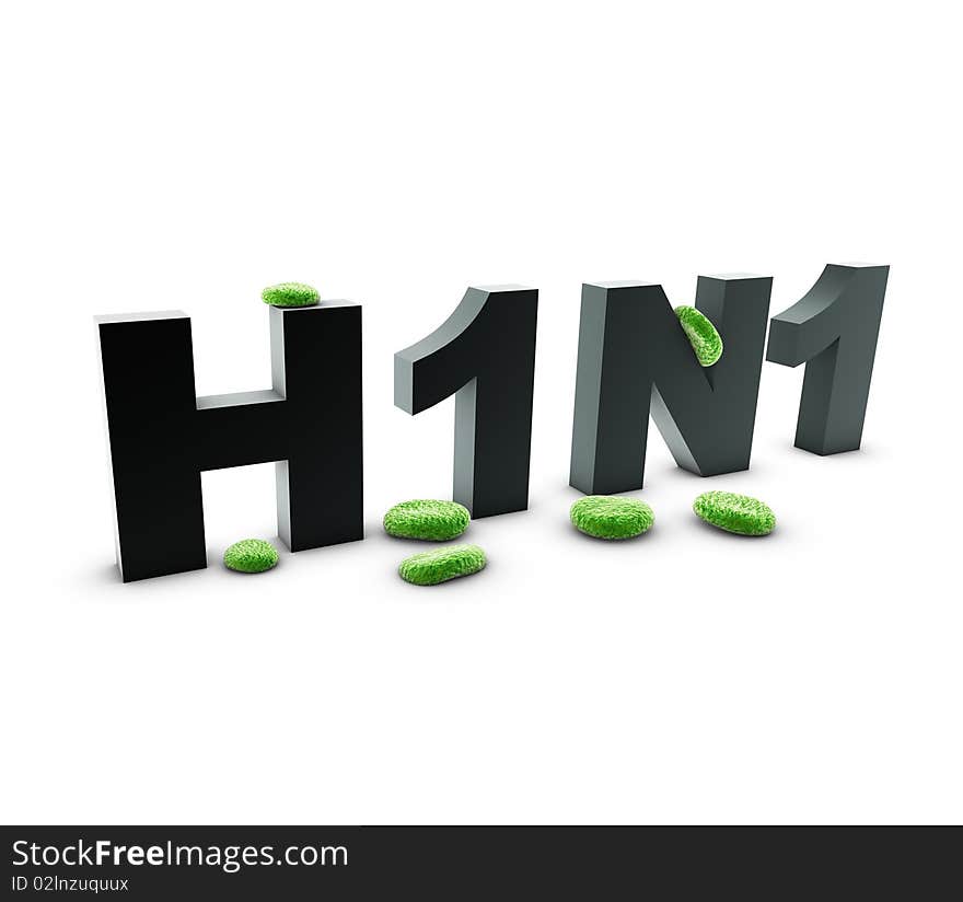 Virus h1n1 in white back ground