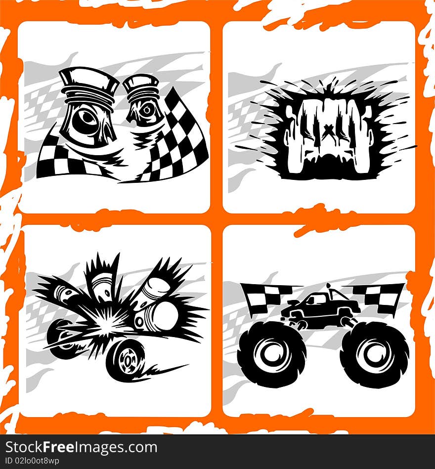 Tribal Racing Car. 4x4 Off-Road Symbol.