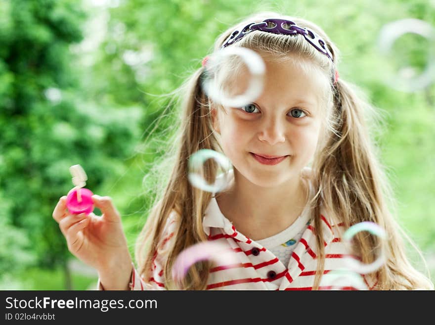 An image of a nice girl with bubbles. An image of a nice girl with bubbles