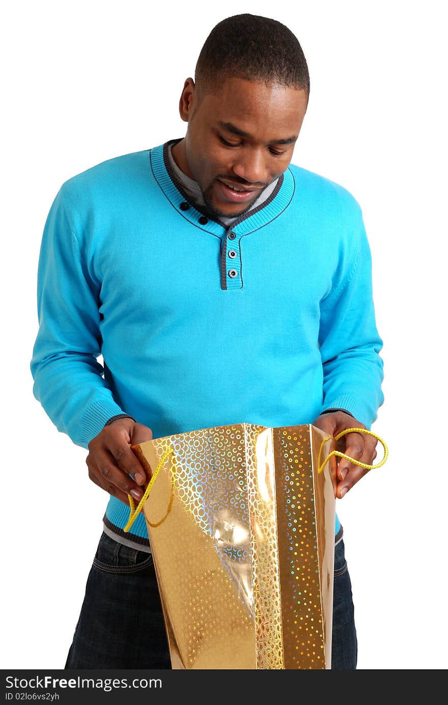 African american man with shopping bag