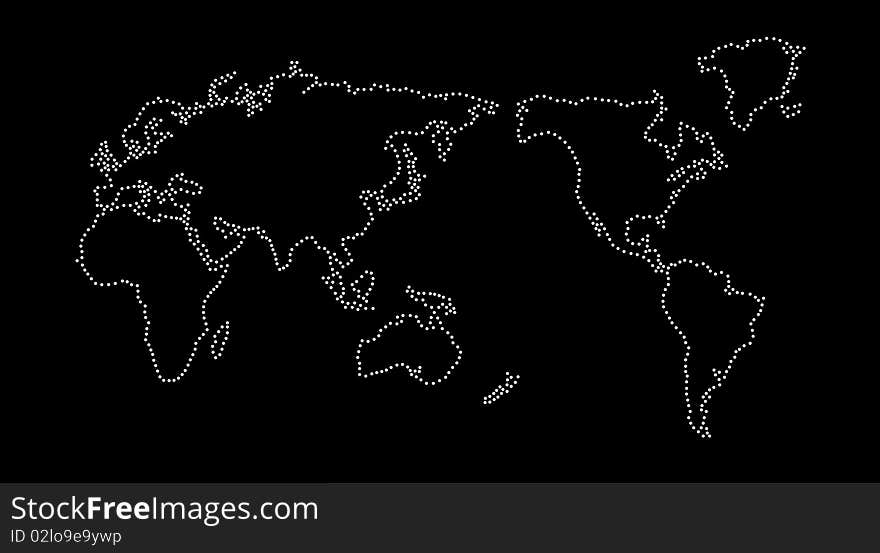 An unfolded map of the world. An unfolded map of the world