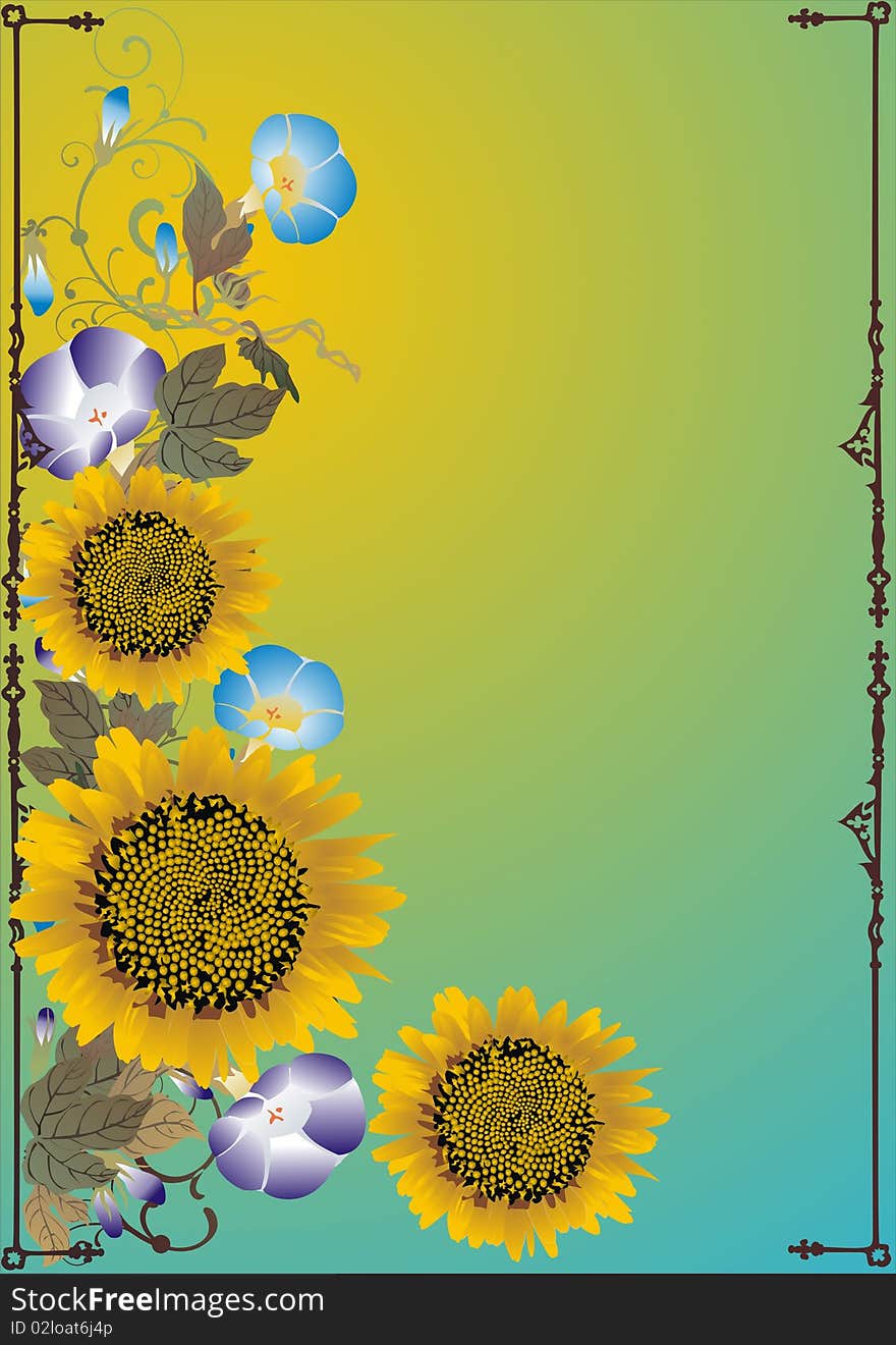 Floral frame with sunflowers